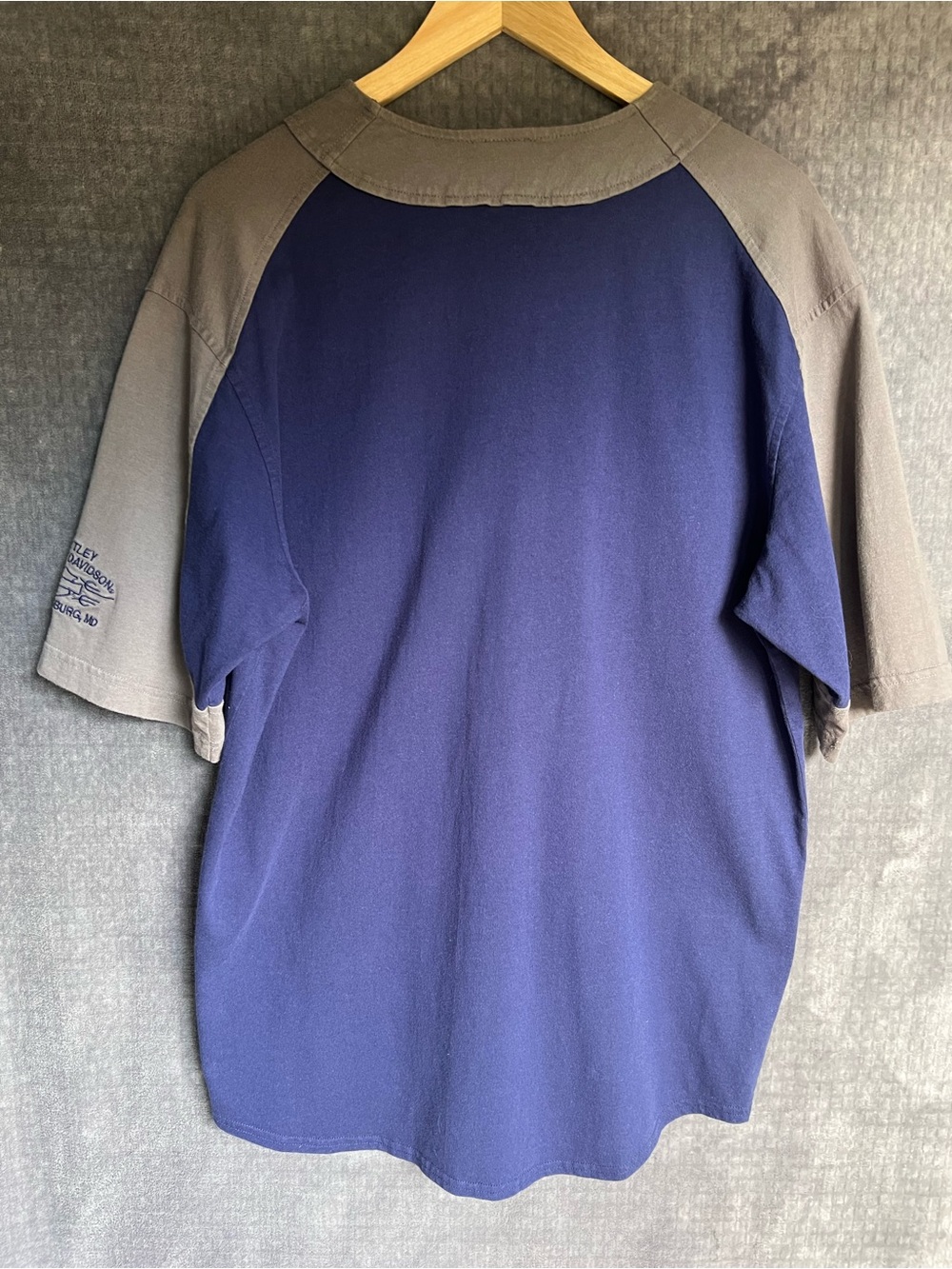 VTG 2000 Harley Davidson Baseball Jersey Sz Large Blue Gray Cotton Button Down - Picture 12 of 14